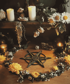 Pentacle with Flowers on Wiccan Altar Diamond Painting