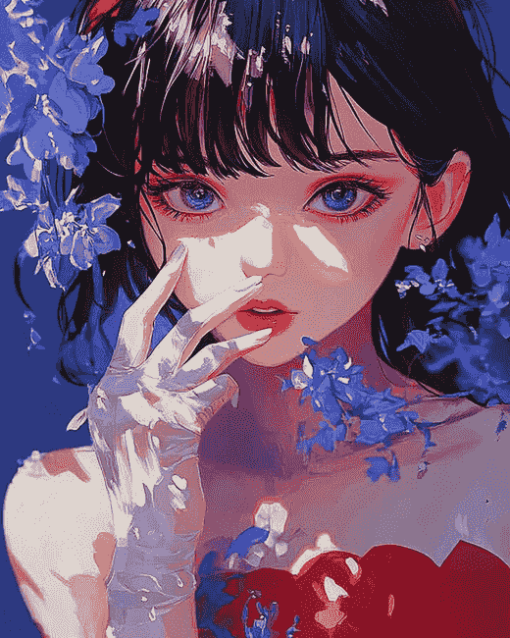 Perfect Blue Anime Girl Diamond Painting