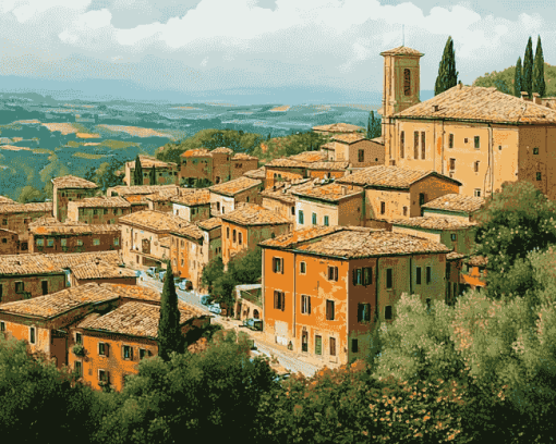 Perugia Buildings Diamond Painting