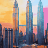 Petronas Twin Towers Cityscape Diamond Painting