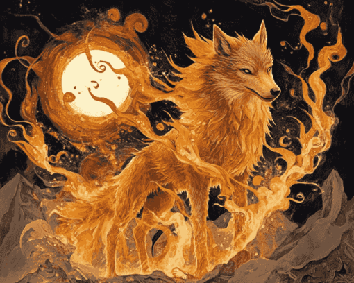 Phoenix Wolf Fantasy Diamond Painting