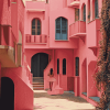 Pink Building Travel Adventure Diamond Painting