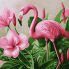 Pink Flamingo Blossoms Diamond Painting