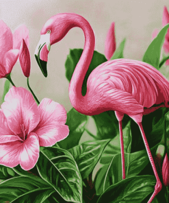 Pink Flamingo Blossoms Diamond Painting