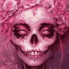 Pink Floral Skull Fantasy Diamond Painting