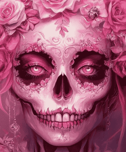 Pink Floral Skull Fantasy Diamond Painting