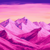 Pink Mountain Landscapes Diamond Painting