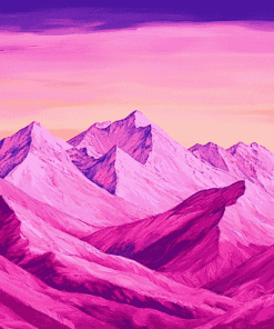 Pink Mountain Landscapes Diamond Painting