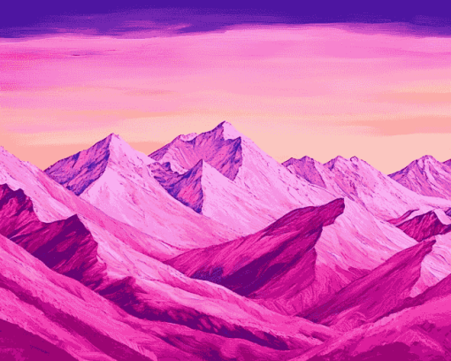 Pink Mountain Landscapes Diamond Painting