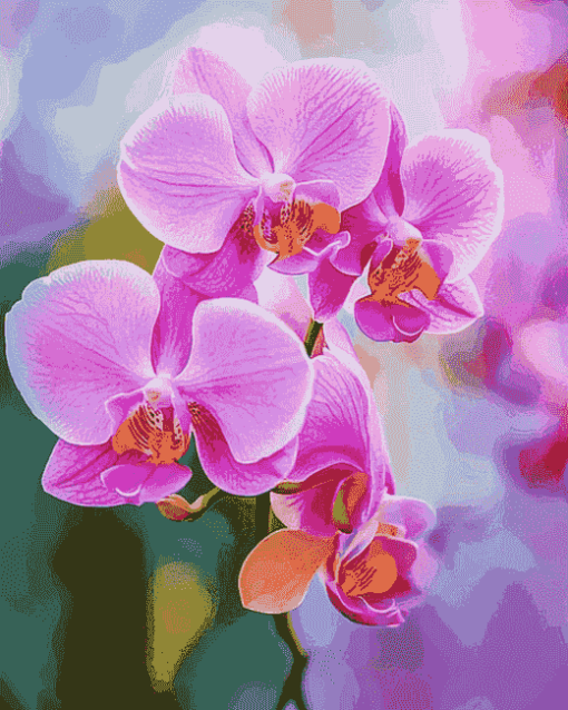 Pink Orchid Blossoms Diamond Painting