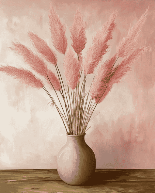 Pink Pampas in Vase Diamond Painting