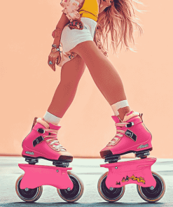 Pink Rollerblades Women Diamond Painting