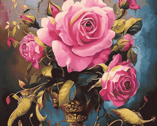 Pink Rose Blossoms Diamond Painting