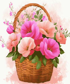 Pink Roses Basket Diamond Painting