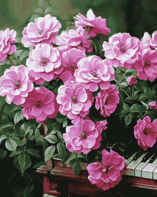 Pink Roses Bloom Diamond Painting