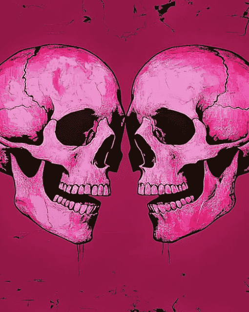 Pink Skeleton Skulls Diamond Painting