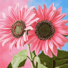 Pink Sunflowers and Blossoms Diamond Painting