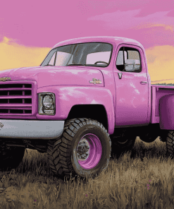 Pink Truck Engines Diamond Painting