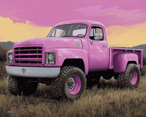 Pink Truck Engines Diamond Painting