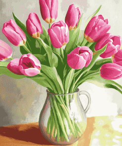 Pink Tulip Blossoms Diamond Painting