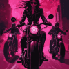 Pink Women Bikers Diamond Painting