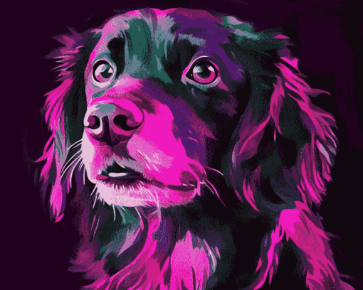 Pink and Black Puppy Diamond Painting