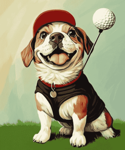 Playful Puppy Golf Diamond Painting