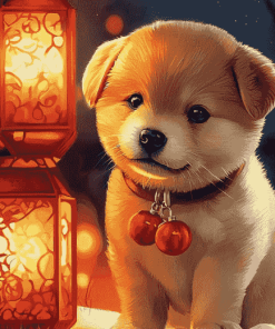 Playful Puppy Lantern Diamond Painting