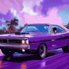 Plum Crazy Plymouth Roadrunner Diamond Painting