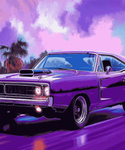 Plum Crazy Plymouth Roadrunner Diamond Painting