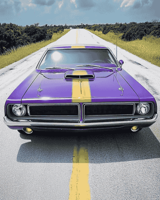 Plum Crazy Plymouth Roadrunner Diamond Painting