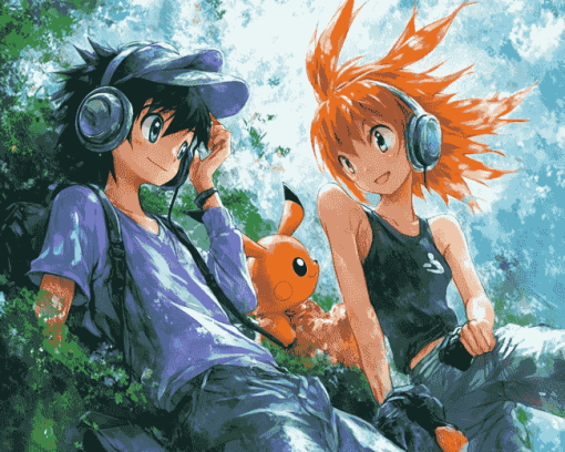 Pokemon Misty Ash Anime Diamond Painting