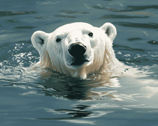 Polar Bear Swimming Diamond Painting