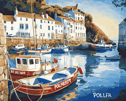 Polperro Seaside Scene Diamond Painting