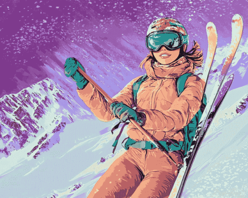 Pop Art Ski Girl Diamond Painting