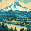 Portland Mountain Scenery Diamond Painting