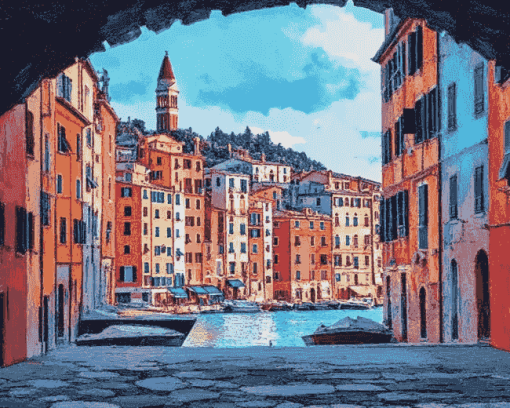 Porto Venere Cityscape Italy Diamond Painting