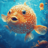 Puffer Fish Diamond Painting with Koi Carps