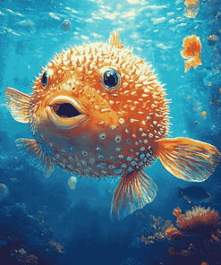 Puffer Fish Diamond Painting with Koi Carps