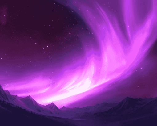 Purple Aurora Fantasy Landscape Diamond Painting