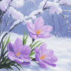 Purple Blossoms in Snow Diamond Painting