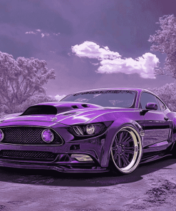 Purple Car Engines Diamond Painting