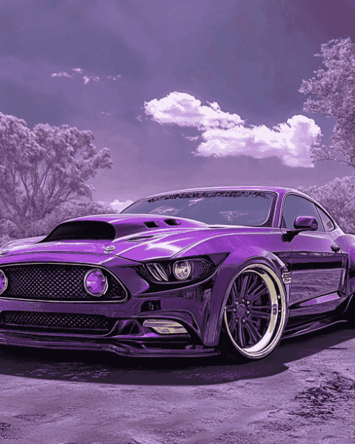 Purple Car Engines Diamond Painting