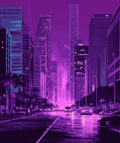 Purple City Skyline Diamond Painting