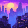 Purple Cityscape Diamond Painting