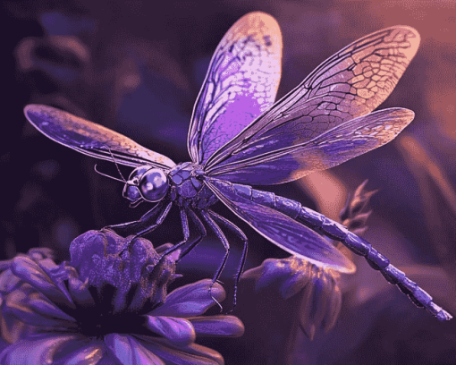 Purple Dragonfly Blue Insect Diamond Painting