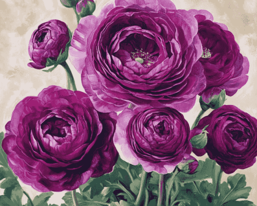 Purple Floral Blossoms Diamond Painting