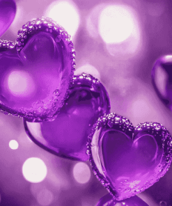 Purple Hearts Diamond Painting