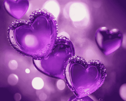 Purple Hearts Diamond Painting