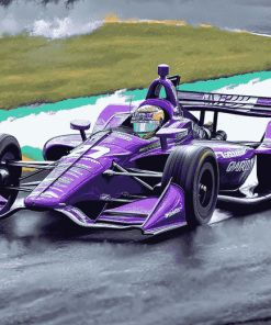 Purple Indy Car Racing Diamond Painting